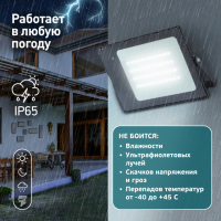 Прожектор светодиодный уличный ЭРА LPR-041-1-65K-050 50Вт 6500К 3500Лм IP65 датчик движения нерегулируемый'